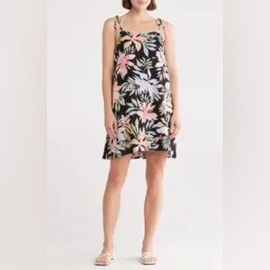 Billabong Black and Pink Floral Mini Dress